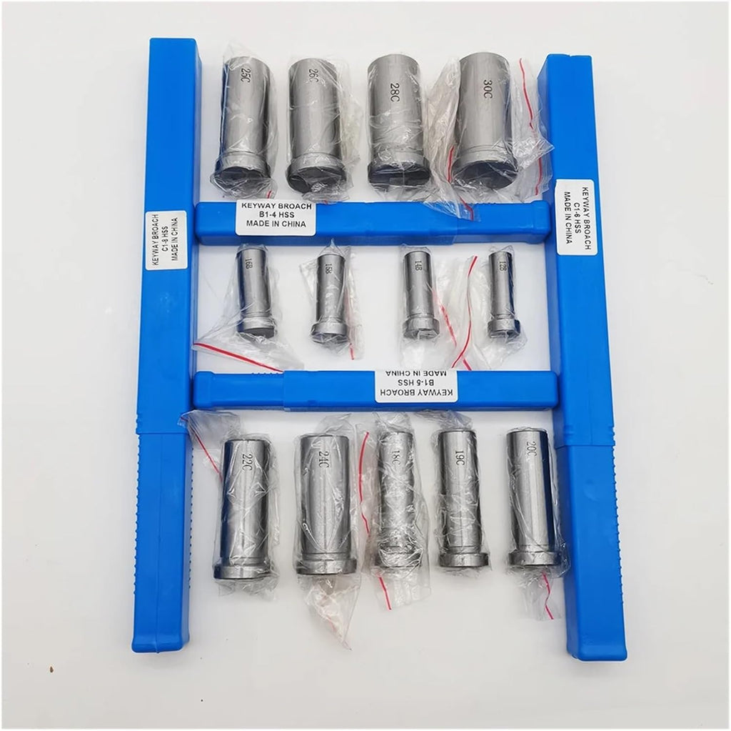 Push Type Keyway broaches 22pcs Keyway Broach Set Broaching Tool Bushing Shim Set Metric Systems 12-30 HSS Keyway Tool