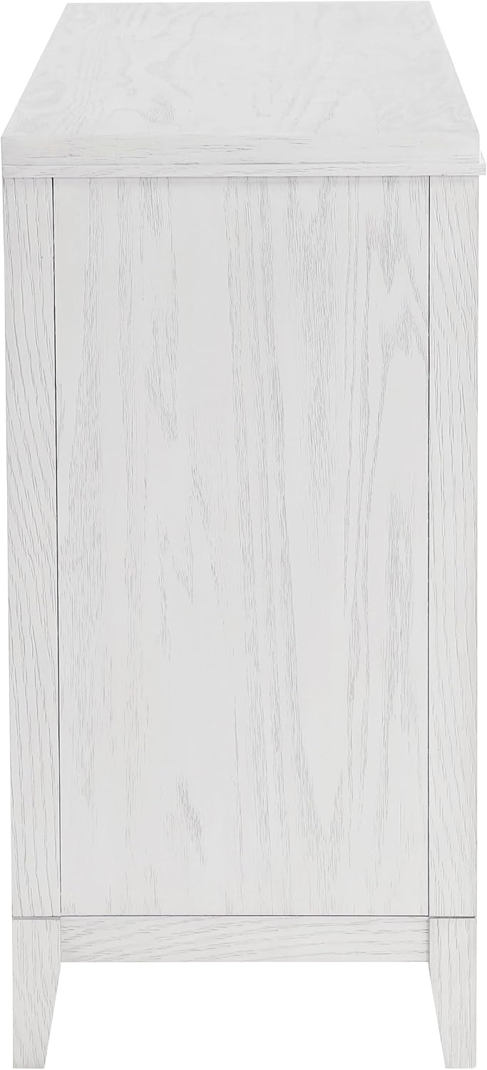 Coaster Home Furnishings - Marielle - Wood - 6-Drawer Bedroom Dresser with Antique Brass Bar Pulls, Rectangular Structure, Stepped Front Design - Bedroom - Distressed White - 224843