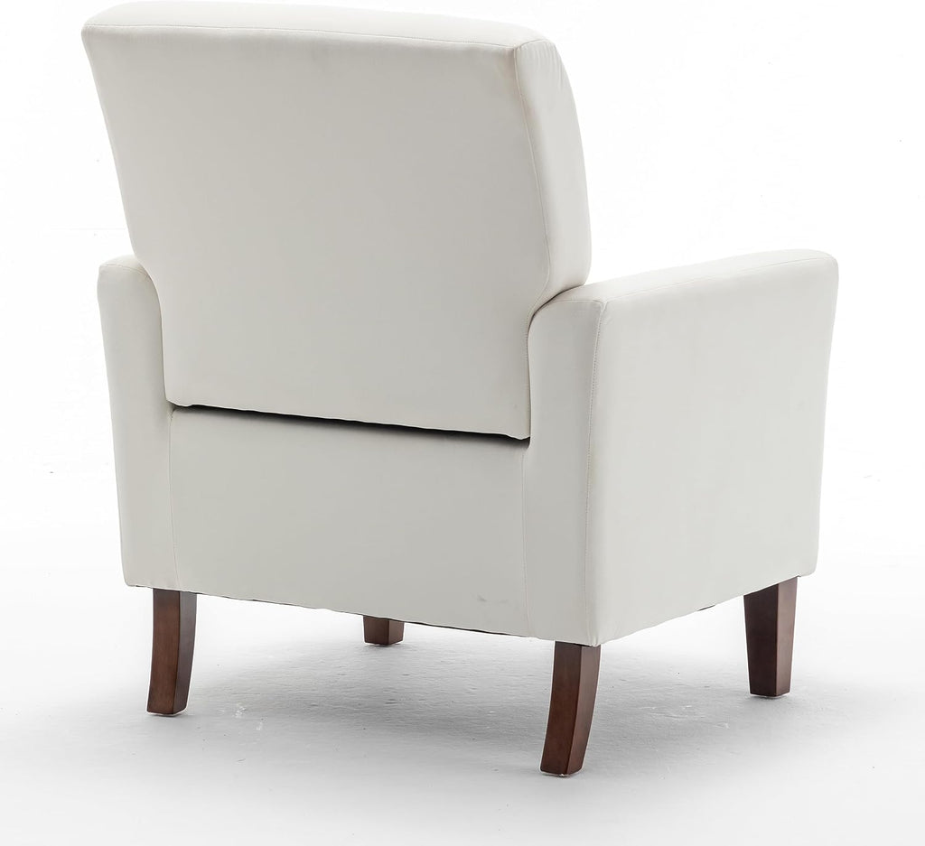 Container Furniture Direct Contemporary Accent Arm Chair with Birch Wood Frame and Velvet Upholstery, Armchair for Office and Living Room Decor, Removable Cushions, Beige