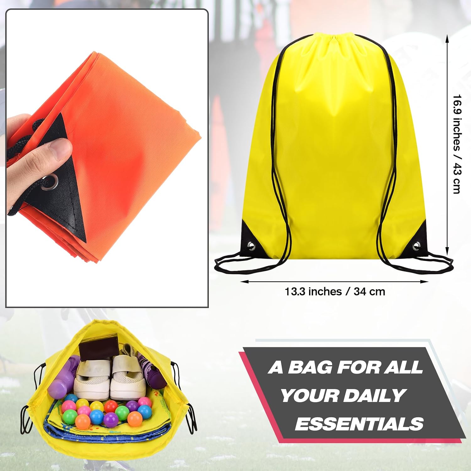 Shappy 300 Pcs Drawstring Backpack Bulk Sports Gym Cinch Bag Polyester String Bag for Men Women (15 Colors)