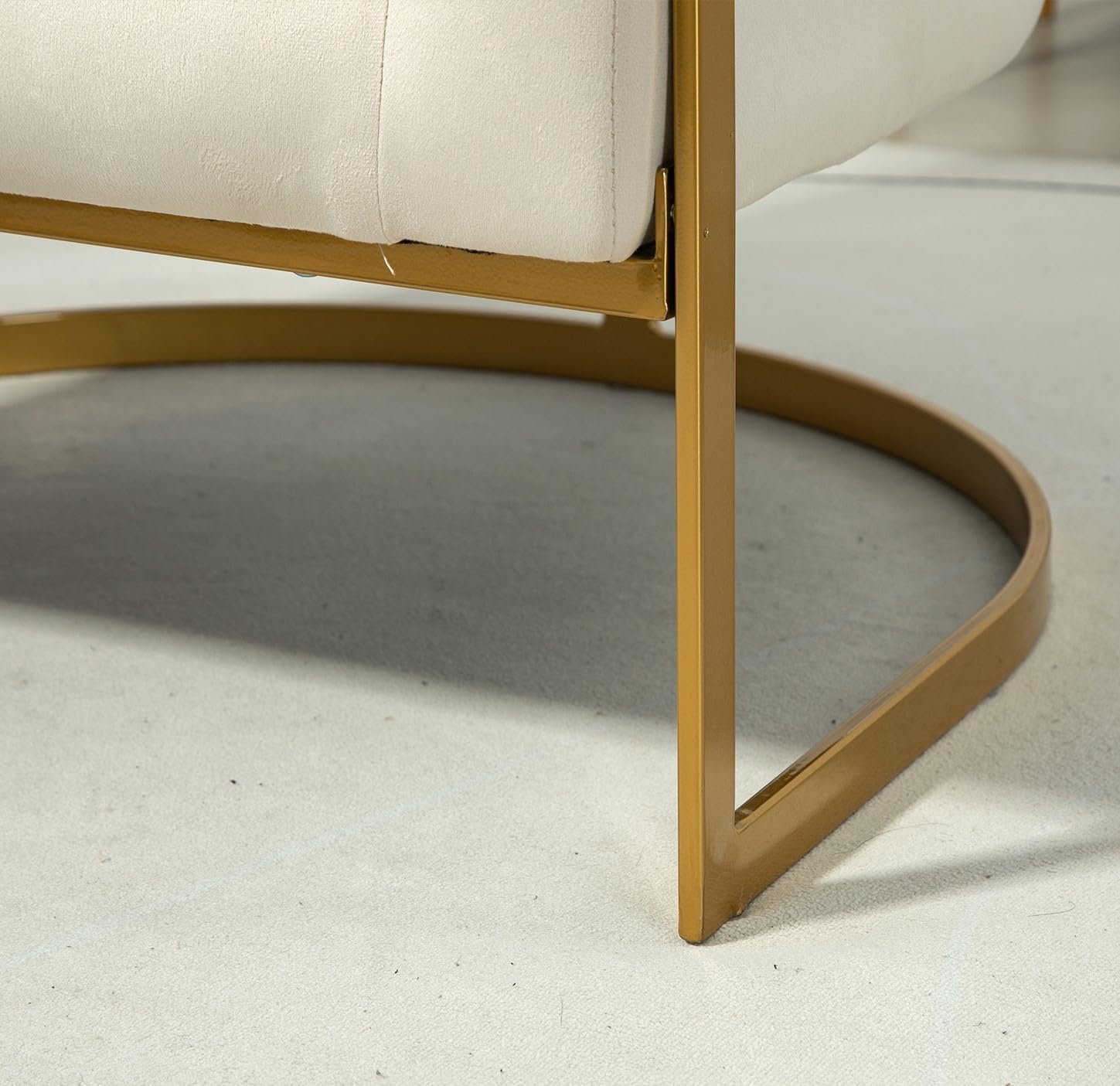 Container Furniture Direct Velvet Modern Accent Armchair - Luxury Gold Frame | Versatile Seating for Living Room, Bedroom, Office, Beige