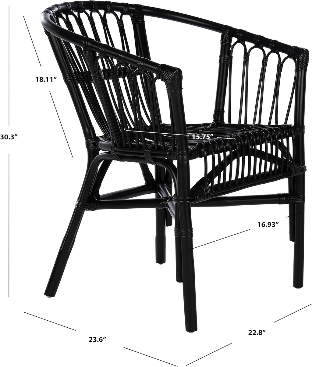 Safavieh Home Adriana Coastal Black Rattan (Set of 2) Accent Chair (ACH6505A-SET2)