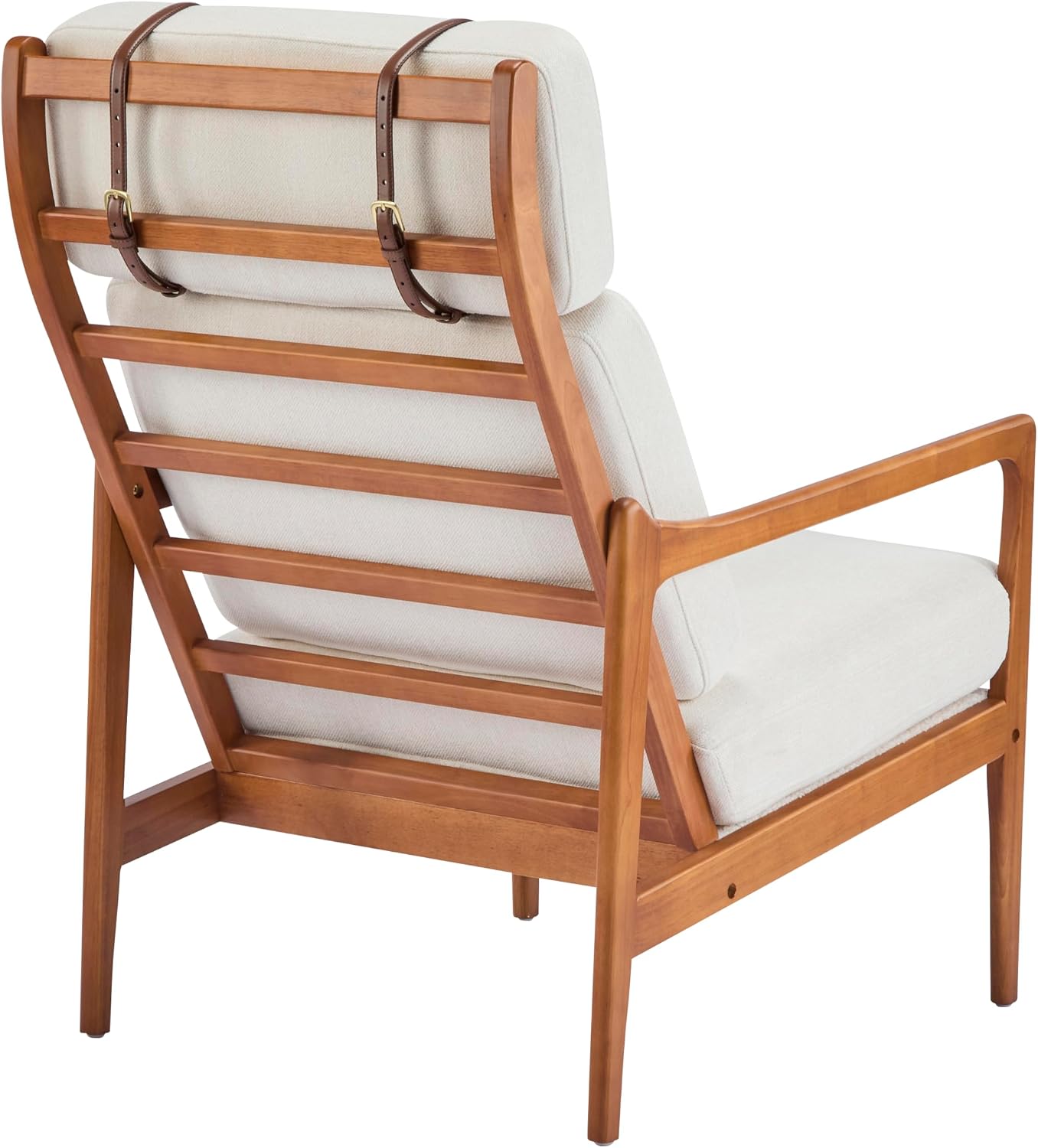Christopher Knight Home Nadine Wooden Club Chair, Upholstered Accent Chair, Cushions Support Armchair, Comfy Lounge, Single Reading Sofa, Solid Wood Frame Armchair for Living Room Home, Beige+Teak