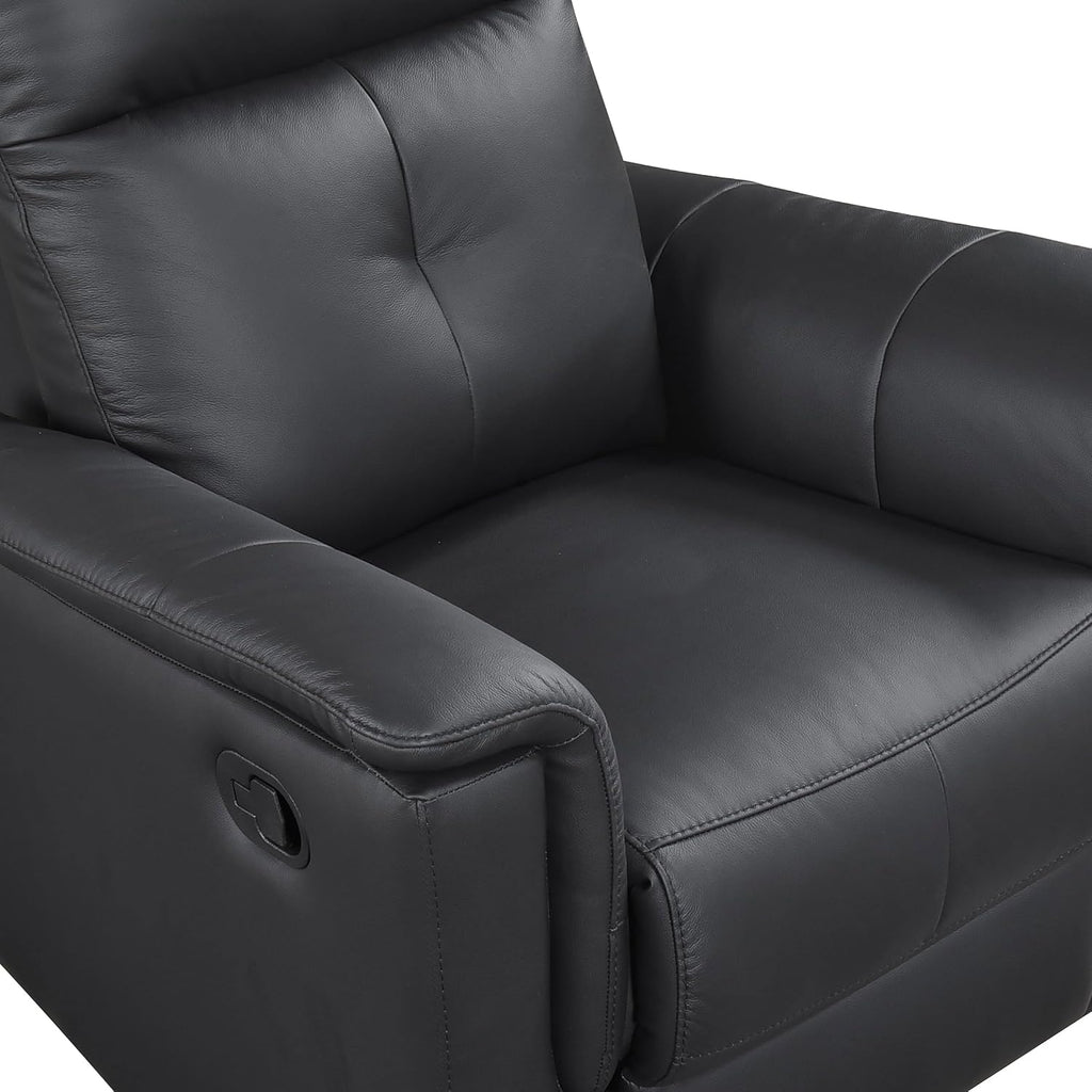 Lexicon Swivel Glider Recliner Chair, Comfy Nursery Glider, Top Grain Leather Match Recliner, Manual Reclining Chair for Living Room/Office/Apartment, Black