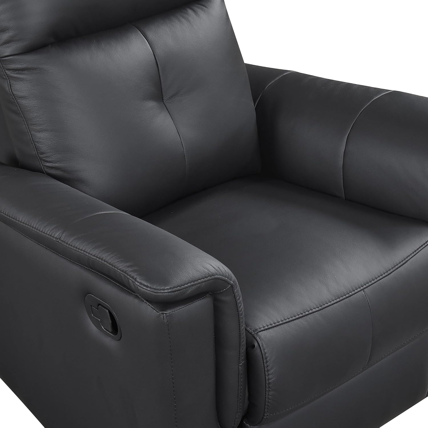 Lexicon Swivel Glider Recliner Chair, Comfy Nursery Glider, Top Grain Leather Match Recliner, Manual Reclining Chair for Living Room/Office/Apartment, Black