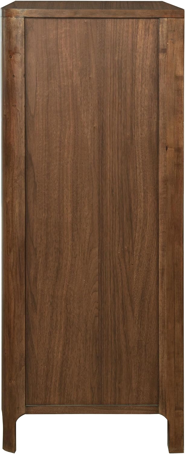 Coaster Home Furnishings - Maderia - Wood - 5-Drawer Chest of Drawers with Curved Fingertip Pulls, Rounded Corners and Tapered Front Legs - Mid-Century Modern - Bedroom - Walnut - 223325