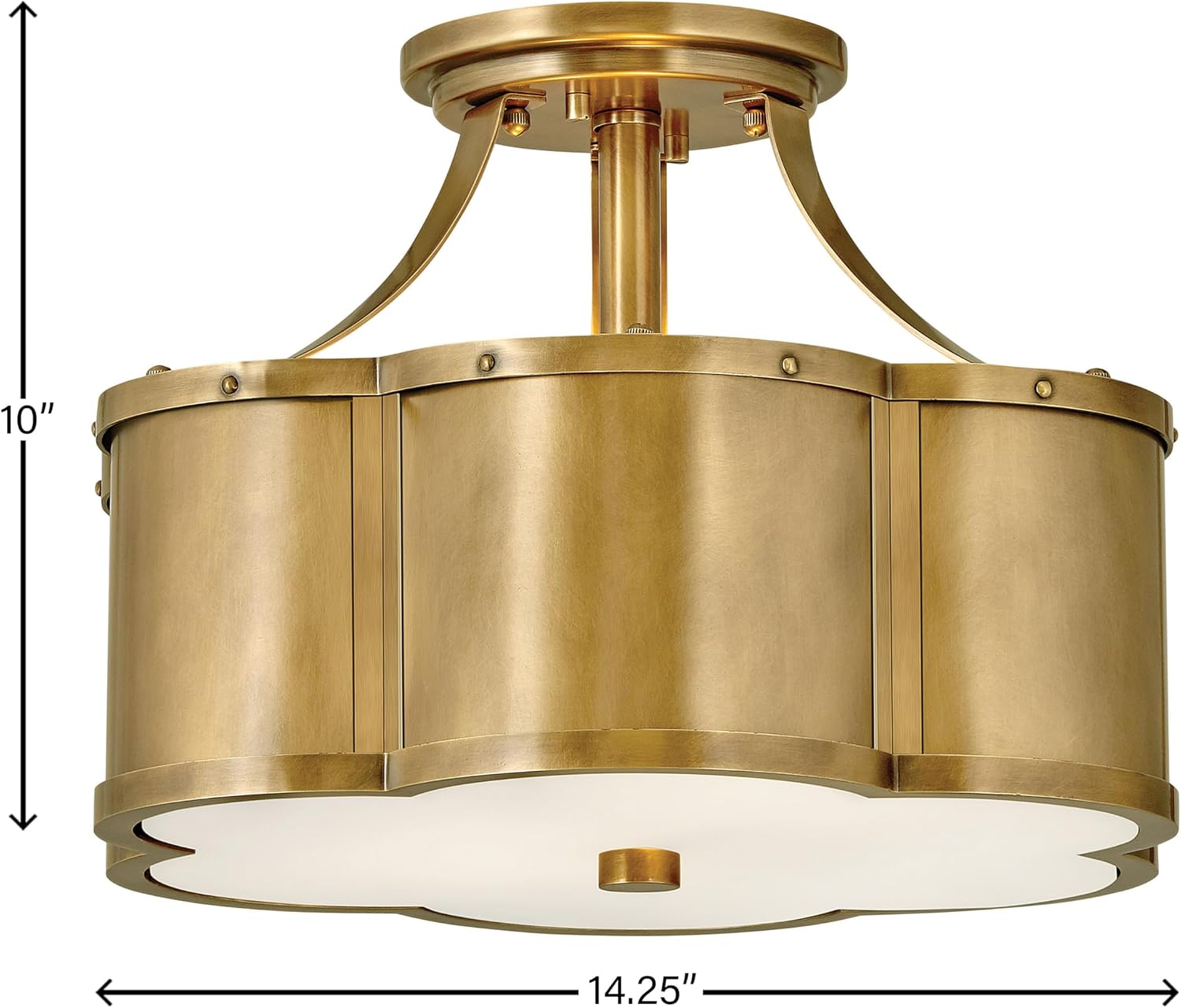 Hinkley Chance Two Light Medium Semi-Flush Mount Fixture – Classic, Timeless Details, Etched Lens – Heritage Brass