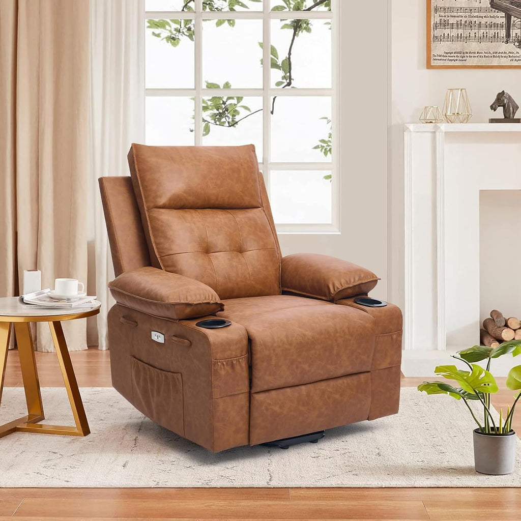 Polar Aurora Power Lift Chair for Elderly,Electric Recliner Chair with Vibrating Massage & Heating,Living Room Chair with Thickened armrest,USB Ports,2 Cup Holders