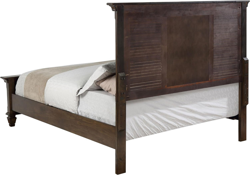 Coaster Home Furnishings Franco Farmhouse 4-Piece Bedroom Set Eastern King Size Panel Bed Frame 57-inch Headboard Burnished Oak 200971KE-S4