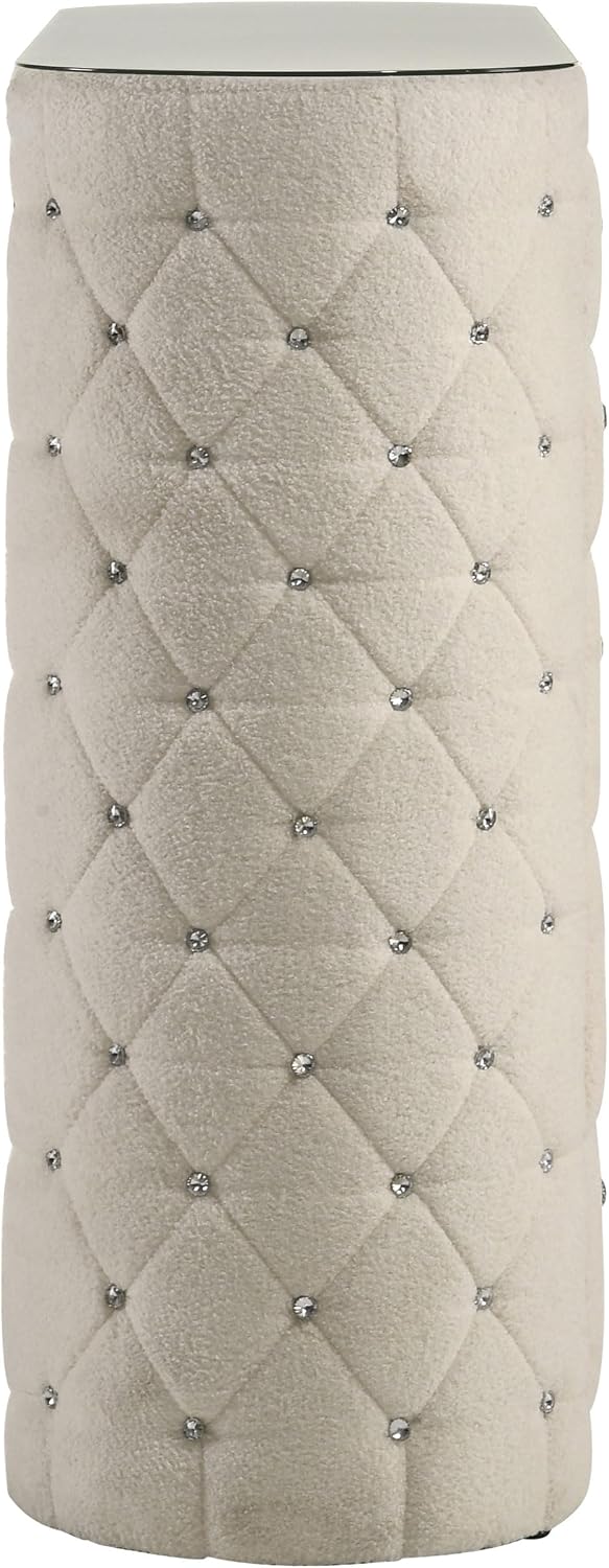 Coaster Home Furnishings - Sonya - Wood - 5-Drawer Chest with Crystal-Like Pulls, Diamond Tufting and Glass Top - Bedroom - Ivory - 360115