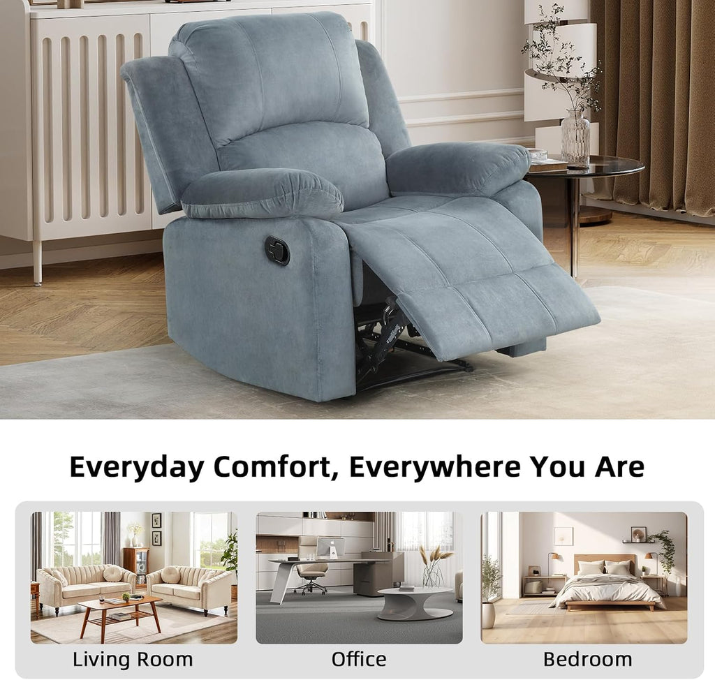 CANMOV Manual Recliner Sofa Set,Reclining Couch Furniture Set for Living Room, Includes 2 Recliner Chair and 1 Loveseat for Home Theater and Office, Grey