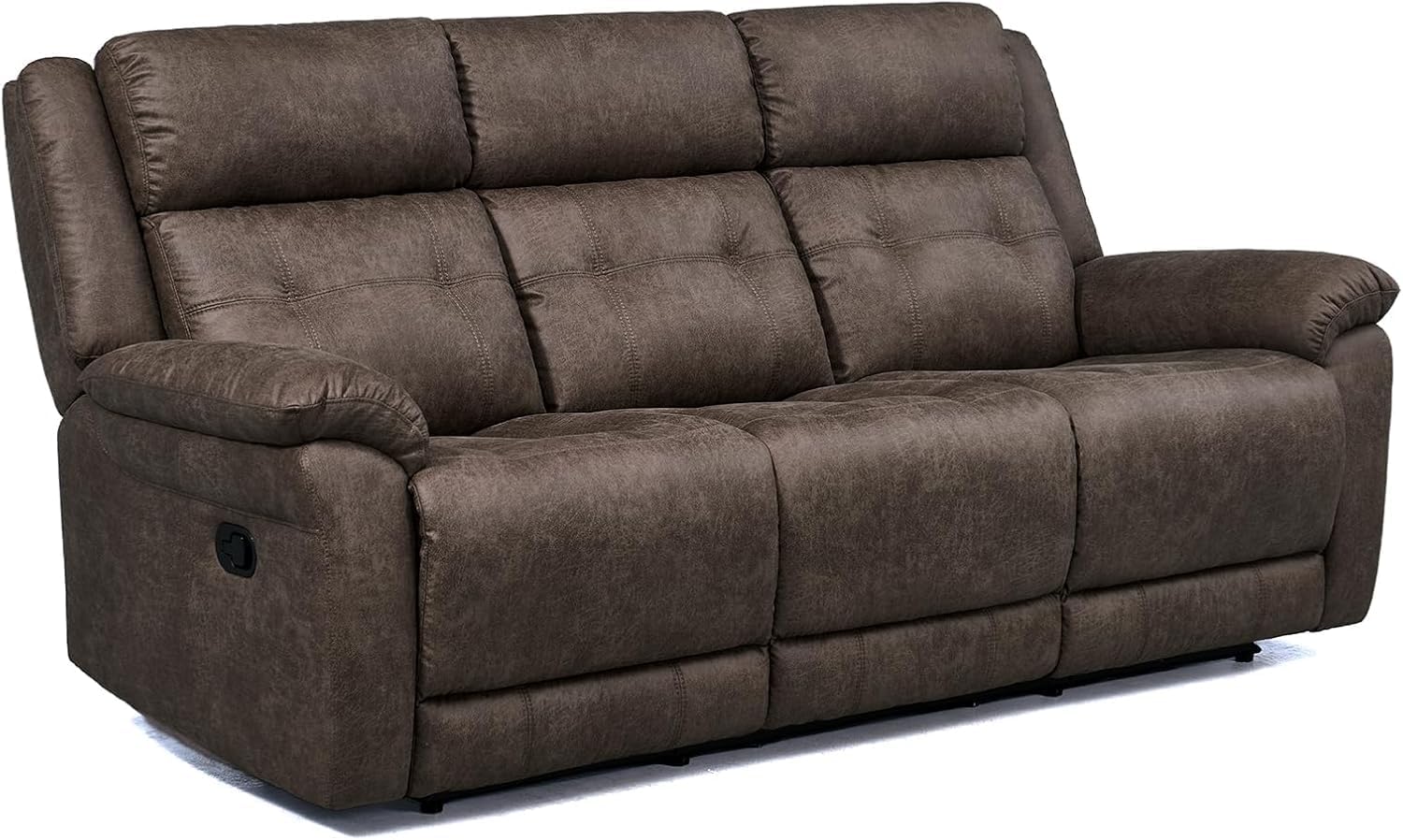 Oversized Manual Recliner Sofa, 86' Extra Wide 3 Seater Reclining Couch for Living Room, Dual Pull Handle Recliners, Upright Middle Seat, One-Piece Design No Assembly Required, Performance Fabric