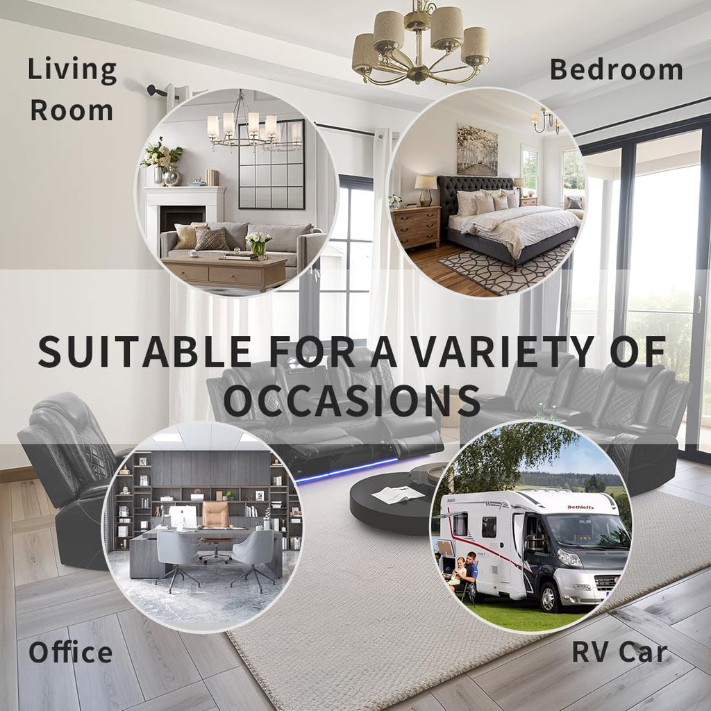 Power Recliner Sofa Sets, Living Room Furniture Sets, Black Modern Power Reclining Sofa, Loveseat and Chair with Cup Holders/Storage Console/LED Light for Living Room