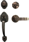 Noma Single Front Door Hardware Set, Grip Entry Door Lock Set with Lever Handle and deadbolt, Antique Copper