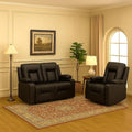LUCKLIFE Leather Recliner Sofa Set with Manual Recliners,Living Room Furniture Set with Reclining Couch,Loveseat and Armchair,Living Room Chair with Cup Holders,Black (2+1)