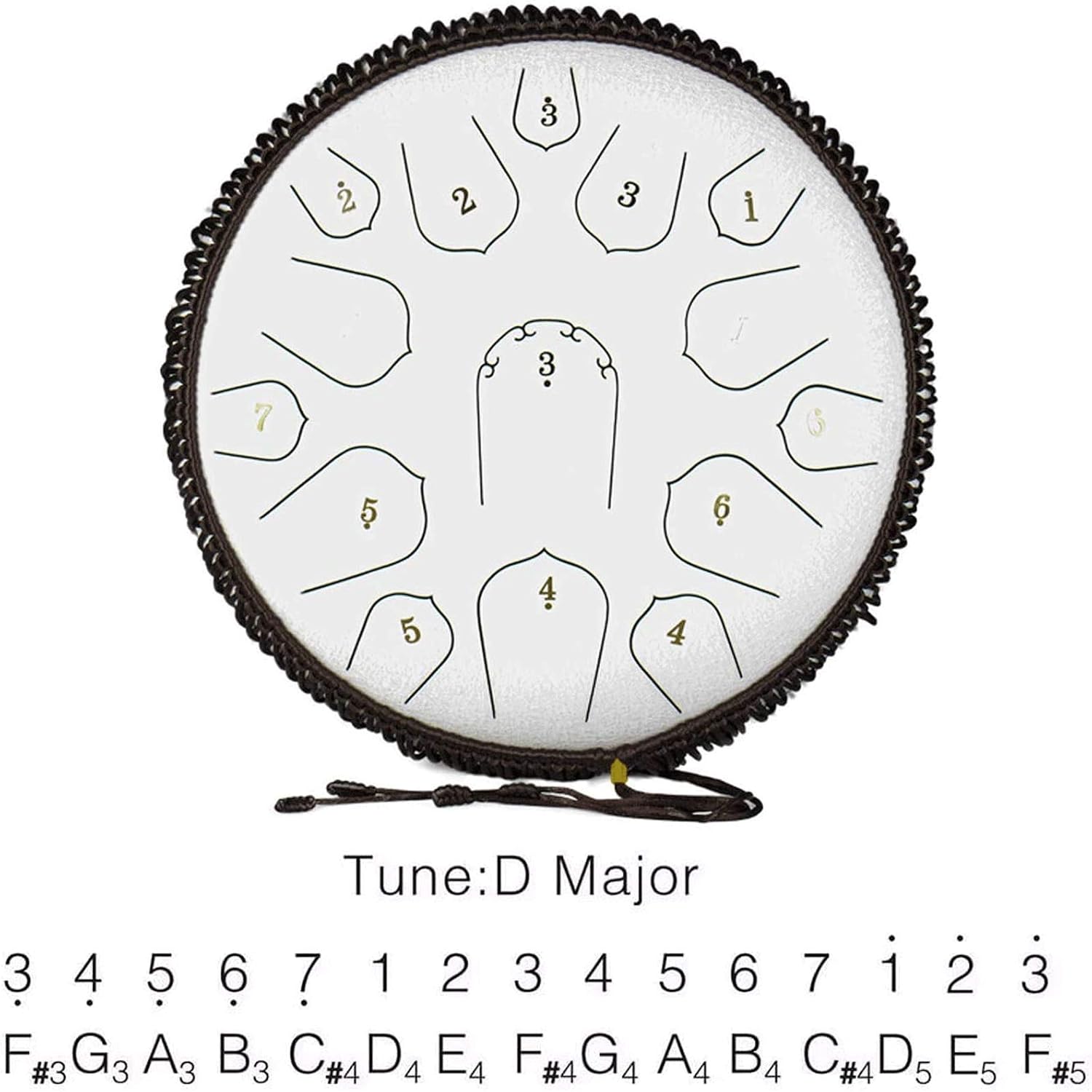 Steel Tongue Drum Lotus Handpan Drum 14-inch 15 Notes, Percussion Steel Drum Instrument with Travel Bag, Mallets, Note Sticker, for Meditation, Yoga