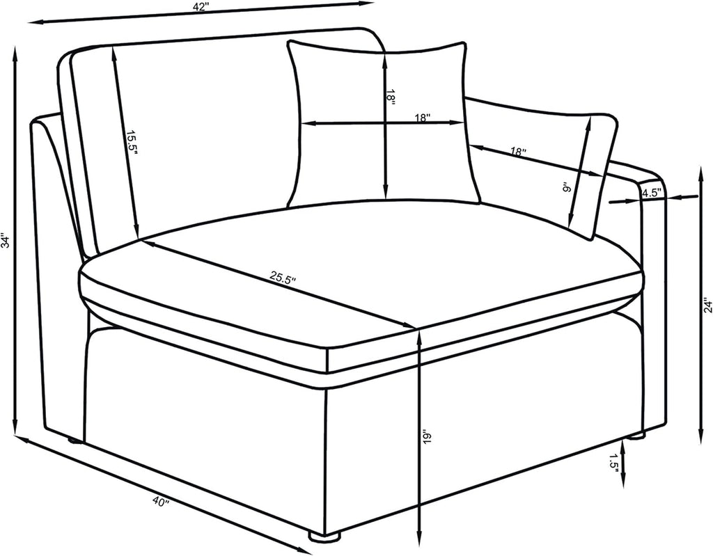 Coaster Home Furnishings - Hobson - 5-Piece Upholstered Modular Sectional Sofa with Accent Pillows and Sloped Track Armrests - Living Room - Ivory - 551451-SETA