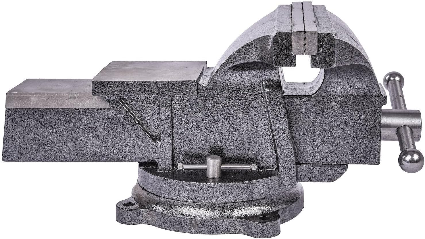 JEGS Bench Vise | 8 Inch Replaceable Jaws | Gray Iron Body With Chrome Handles | 360 Degree Lockable Swivel Base | Anvil Body | Built-In Pipe Jaws