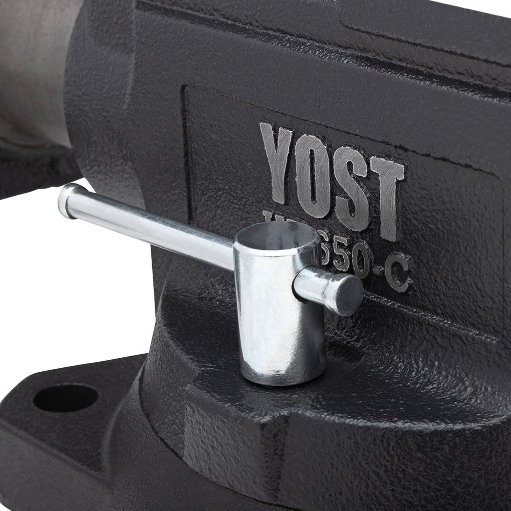 Yost HD650-C Heavy Duty 6-1/2 Inch Mechanics Work Bench Vise | Heavy Duty Woodworking & Metal Work Table with Secure Grip Swivel Base | 60,000 PSI Casting Iron Material with Extra-large Anvil Surface