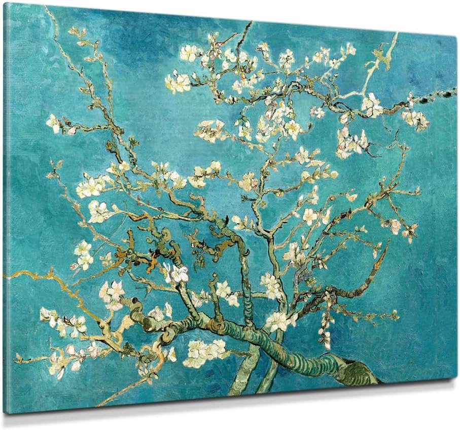 DECORARTS - Vincent Van Gogh Almond Blossom Tree Large Canvas Art Giclee Print Gallery Wrapped Wall Art For Living Room Decor 40x30, Made In USA