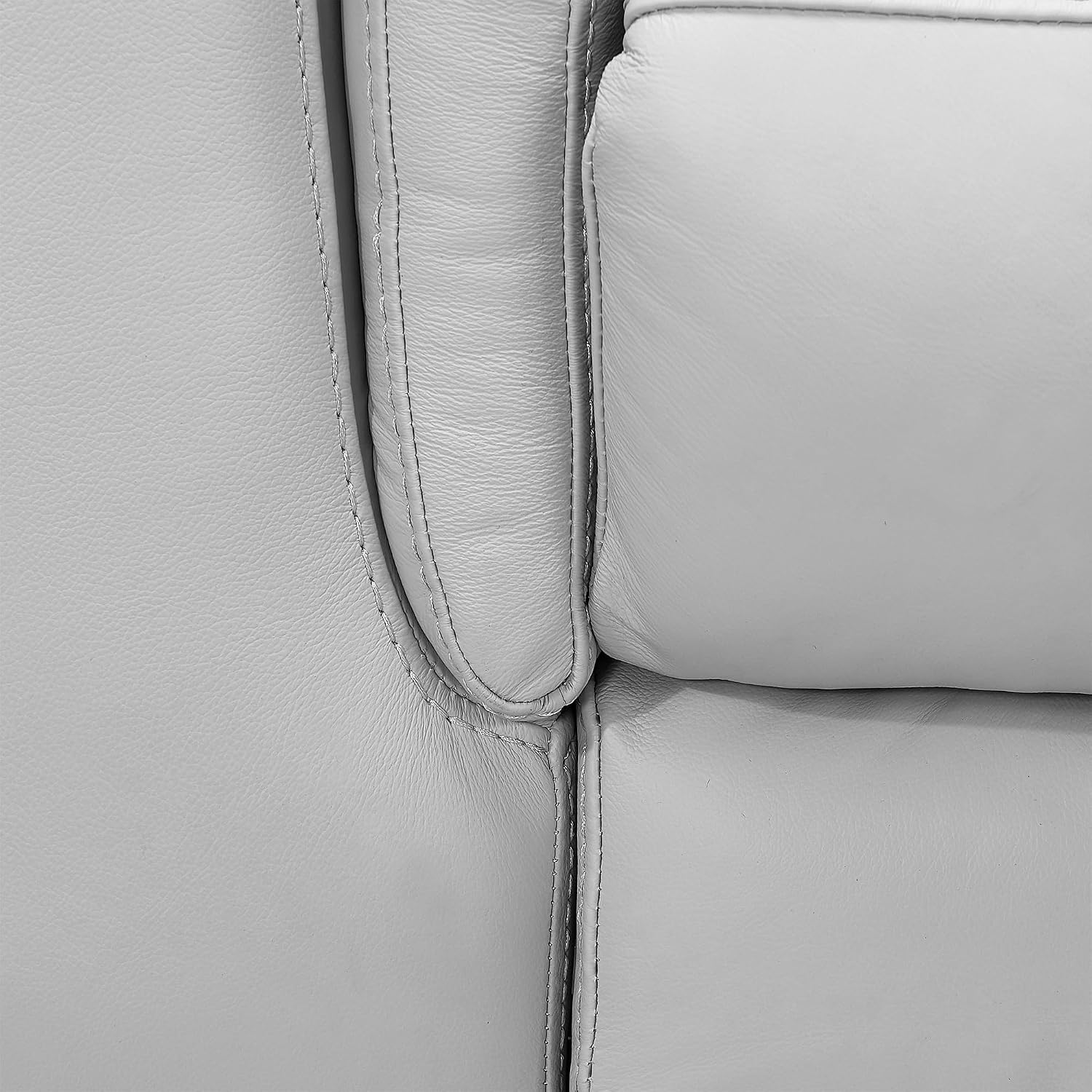 Armen Living Lizette Contemporary Top Grain Leather Power Reclining Living Room Accent Chair, Dove Grey