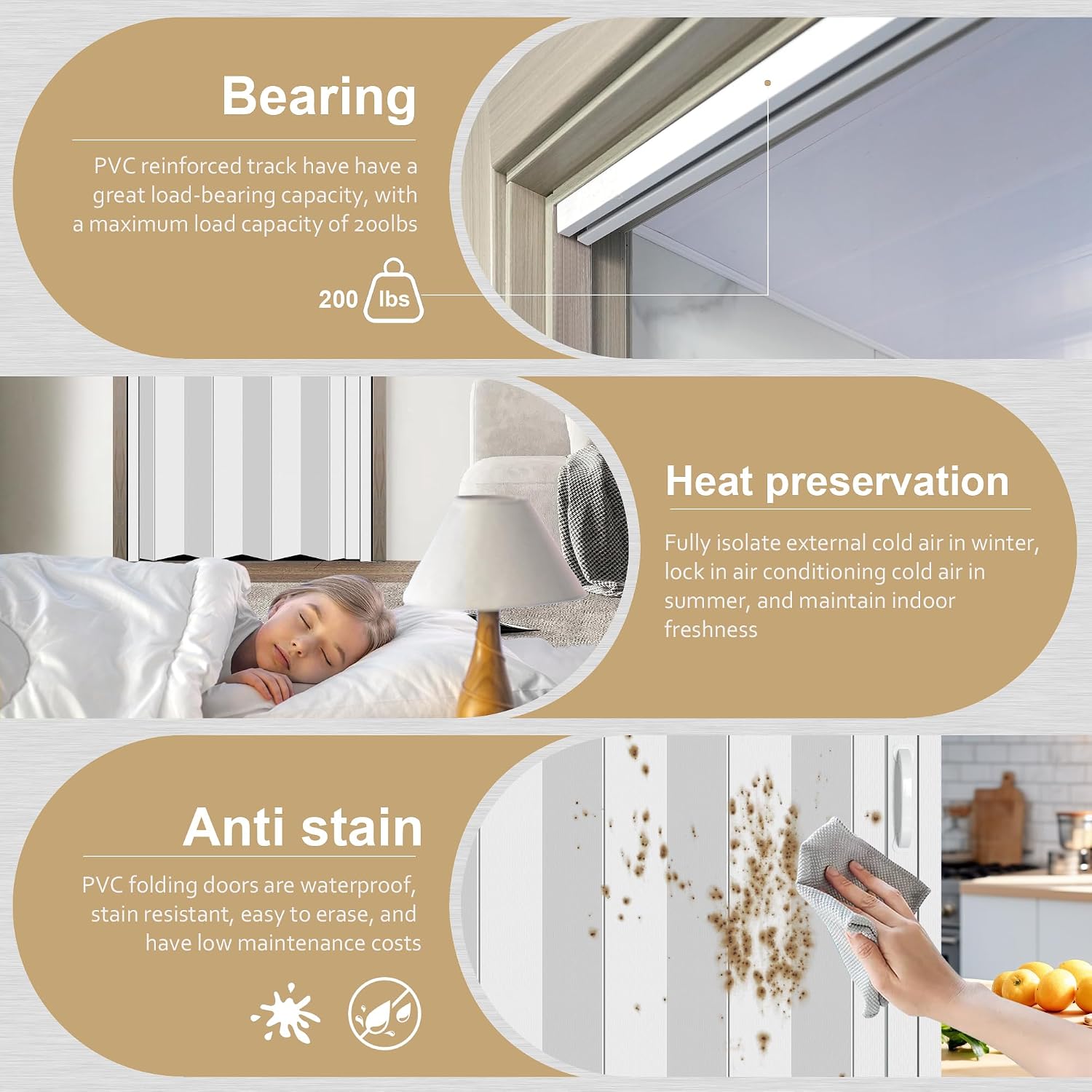 72X79in Interior Folding Accordion Doors for Living Spaces,White PVC,Handle Latch Includes