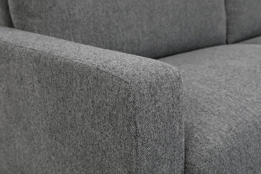 Container Furniture Direct Miles Mid Century Modern Couch for Small Spaces, Living Rooms, Apartments, and Condos, 3 Seater Sofa with Reversible Back Pillows, 77' Wide, Grey