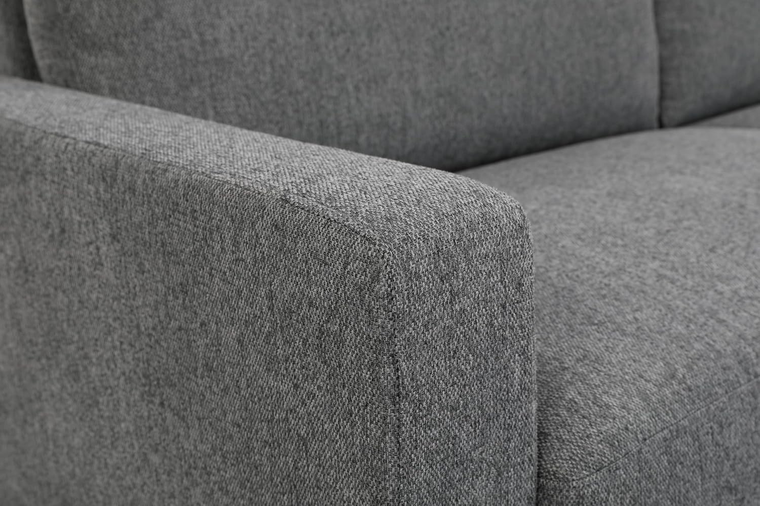 Container Furniture Direct Miles Mid Century Modern Couch for Small Spaces, Living Rooms, Apartments, and Condos, 3 Seater Sofa with Reversible Back Pillows, 77' Wide, Grey