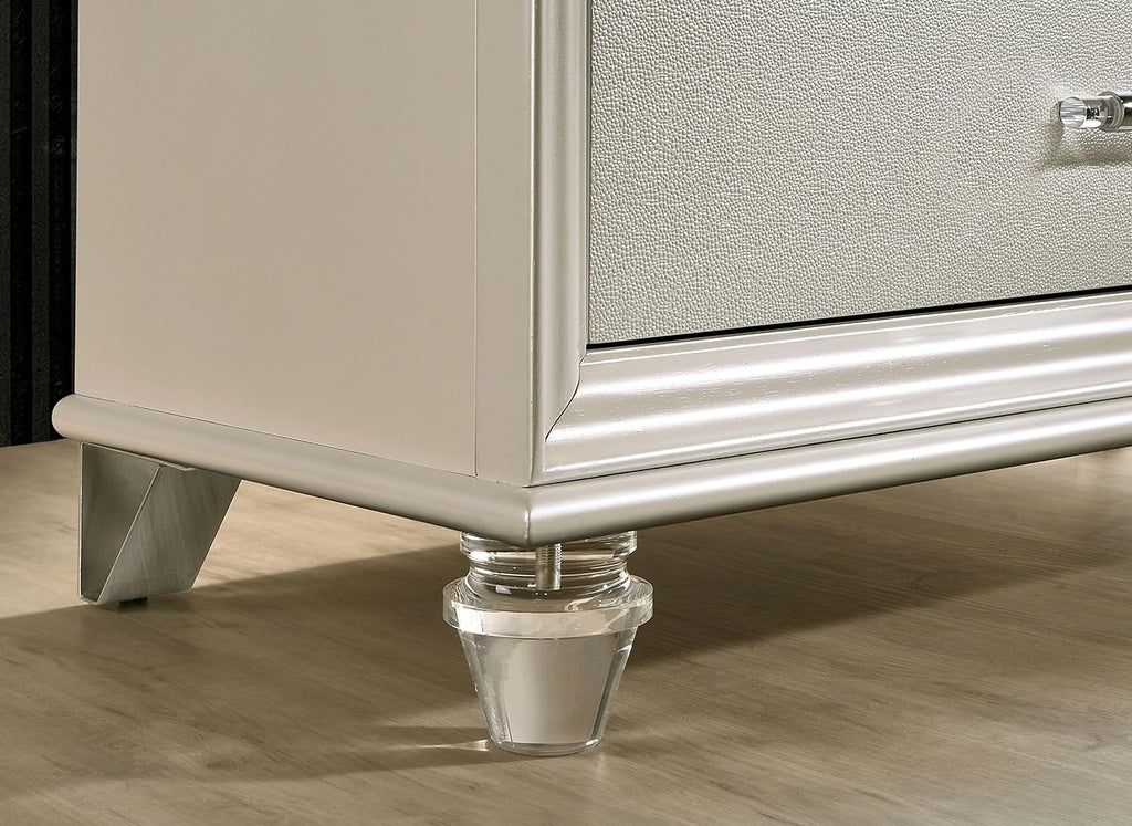 HOMES: Inside + Out Bevill Modern Wood 2-Piece Nightstand with 8-Drawer Dresser Set for Bedroom, Pearl White and White