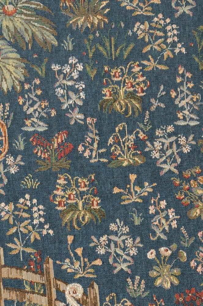Charlotte Home Furnishings Inc. Licorne Captive Blue French Tapestry Wall Hanging 58 X 44 Inch Viscose Cotton And Polyester Blend Wall Art Perfect For Home Decor Room Decor And Wall Decor