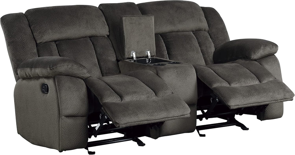 Lexicon Reclining Living Room Set, Manual Reclining Sofas, Couches for Living Room, Includes Reclining Sofa and Dual Glider Recliner Loveseat, 2-Piece Set, Chocolate