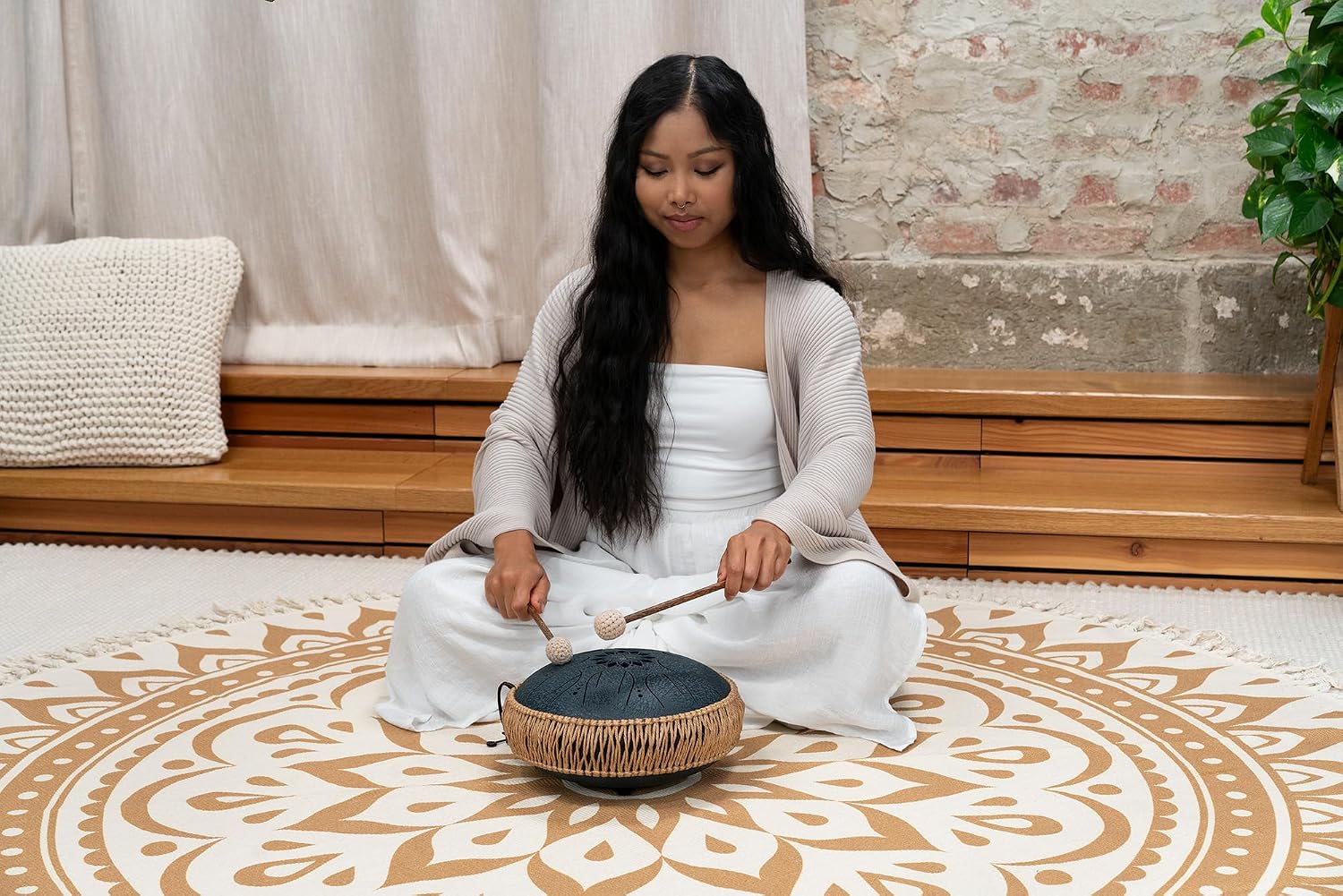 Meinl Sonic Energy Octave Steel Tongue Drum 8 Notes 10' with Mallets, Bag — Sound Healing Instrument for Musical Education, Meditation, ASMR, Yoga