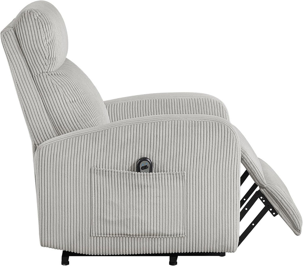 Lexicon Power Lift Recliner Chair for Elderly with Remote Control, Gentle Lift Motion, Side Pocket Armrest, Corduroy Upholstered Electric Recliner for Living Room/Bedroom, Easy Assembly, Light Gray