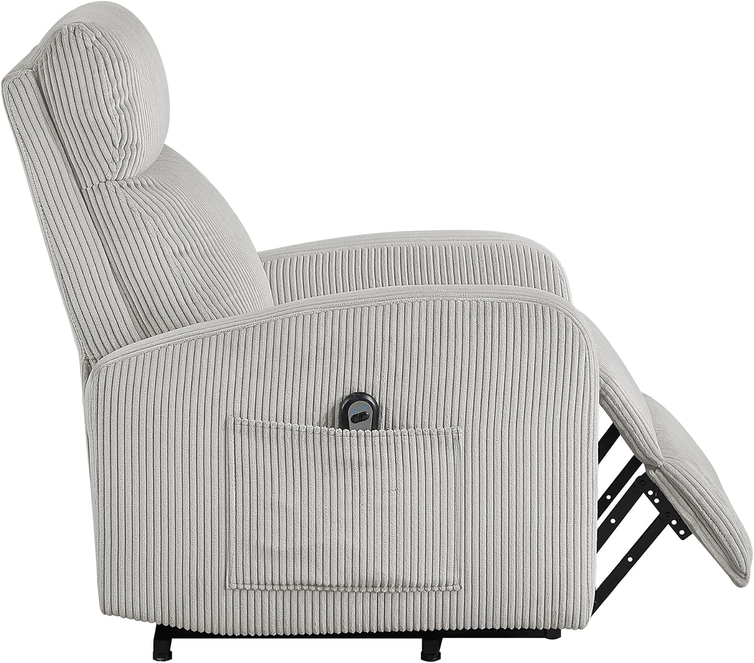 Lexicon Power Lift Recliner Chair for Elderly with Remote Control, Gentle Lift Motion, Side Pocket Armrest, Corduroy Upholstered Electric Recliner for Living Room/Bedroom, Easy Assembly, Light Gray