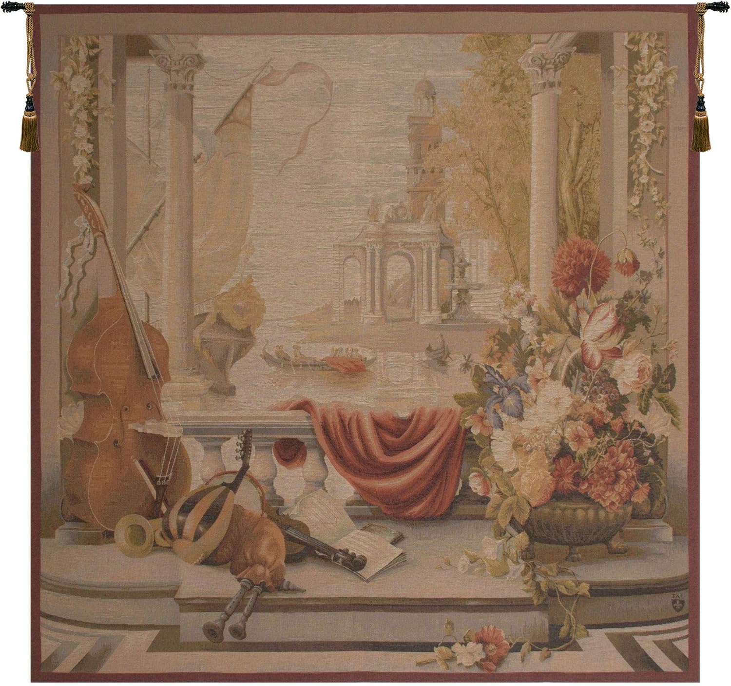 Charlotte Home Furnishings Inc. Le Port De Toscane I French Tapestry Wall Hanging 58 X 58 Inch Viscose Cotton And Polyester Blend Wall Art Woven In France Perfect For Home Decor And Wall Decor