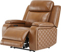 Watson & Whitely Genuine Leather Power Recliner Chairs for Adults, Zero Gravity Recliner with Power Headrest & Hidden Storage, Electric Reclining Sofa Chair for Living Room, Home Office, Saddle Brown