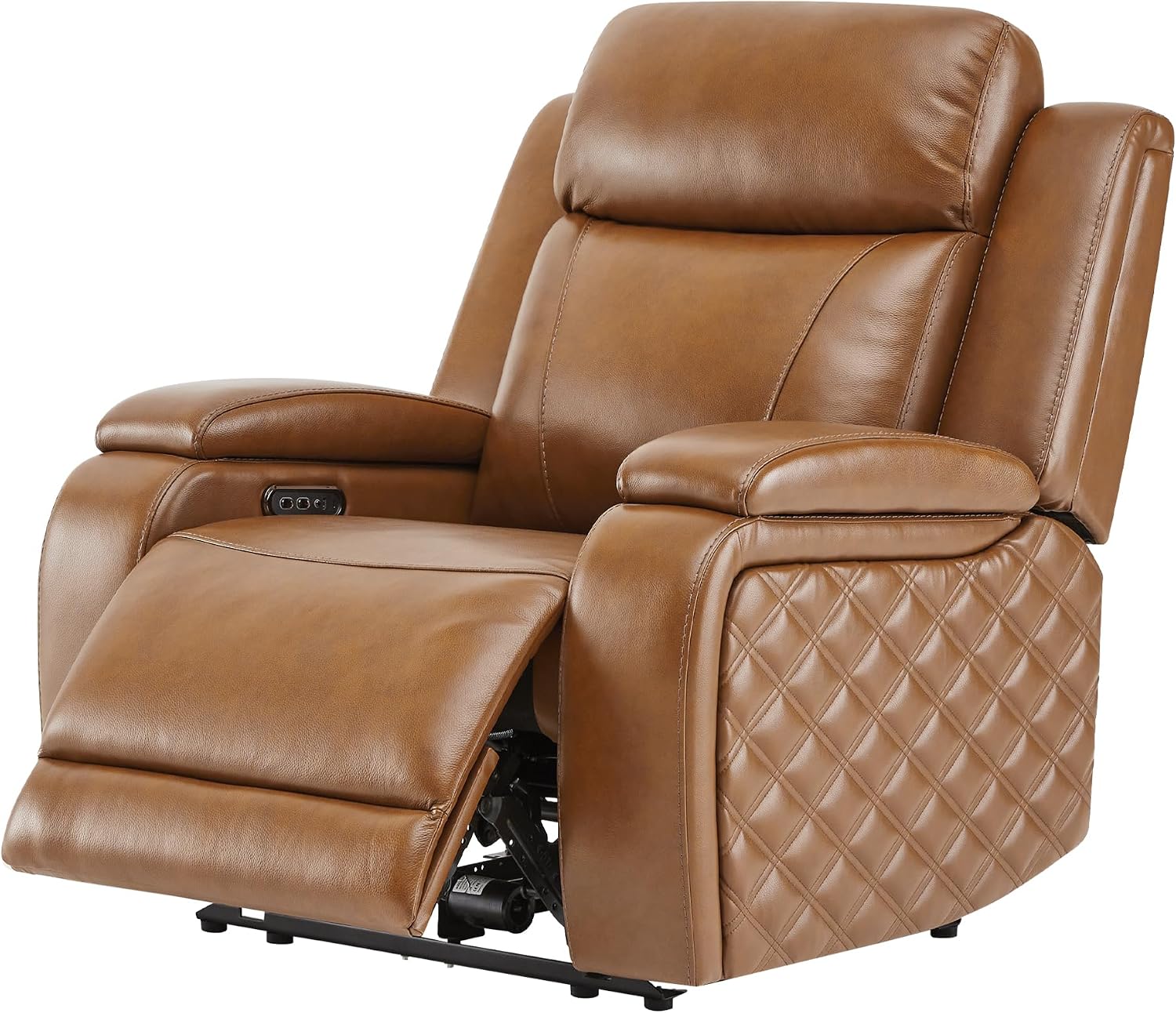 Watson & Whitely Genuine Leather Power Recliner Chairs for Adults, Zero Gravity Recliner with Power Headrest & Hidden Storage, Electric Reclining Sofa Chair for Living Room, Home Office, Saddle Brown
