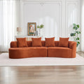 Christopher Knight Home Braebt 126' Modular Sofa with 4 Throw Pillows, Curved 5-Seater Large Sofa Couches, Comfy Upholstered Sectional Cloud Couch for Living Room, No Assembly Required, Dark Orange