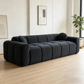 98.4-Inch Oversized Boneless Cloud Couches Deep Seat Foam Sofa Couch with 2 Round Toss Pillows, Luxury Corduroy Upholstered 3 Seat Tufted Loveseat, Cloud Sofa in a Box