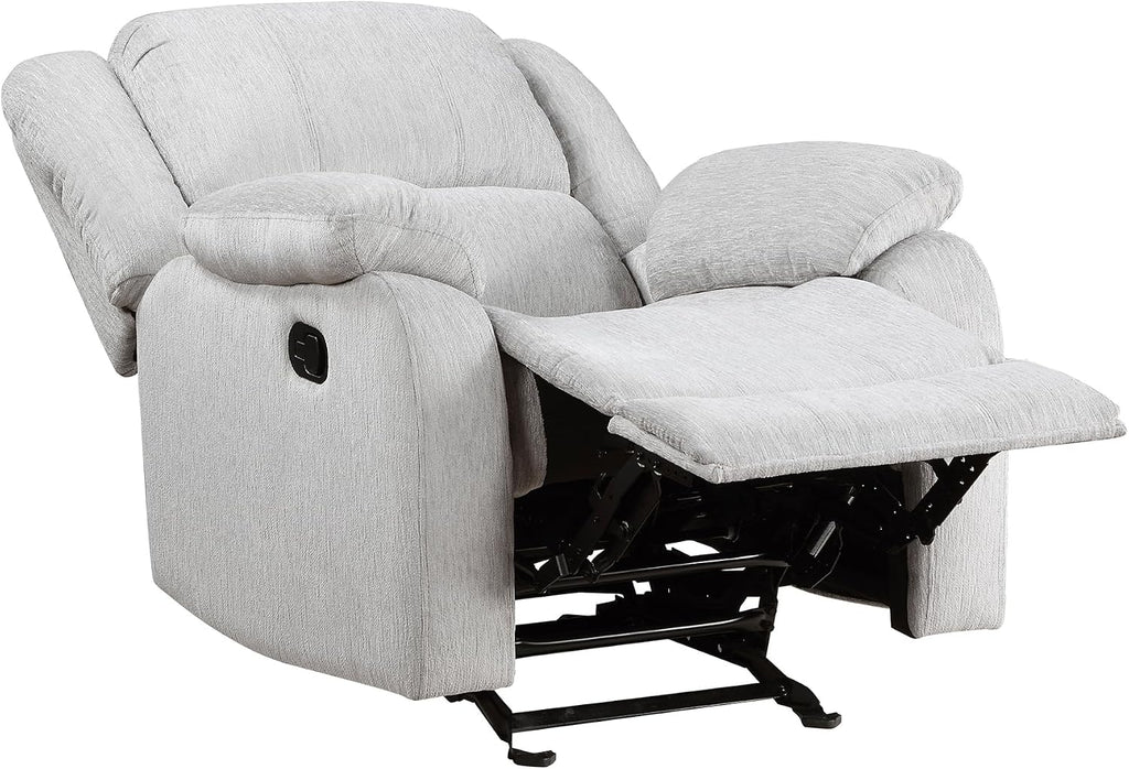 Lexicon Manual Glider Recliner Sofa Chair, Home Theater Seating, Wall Hugger Manual Reclining Nursery Chair for Bedroom/Living Room/Office/Apartment, Grey Chenille
