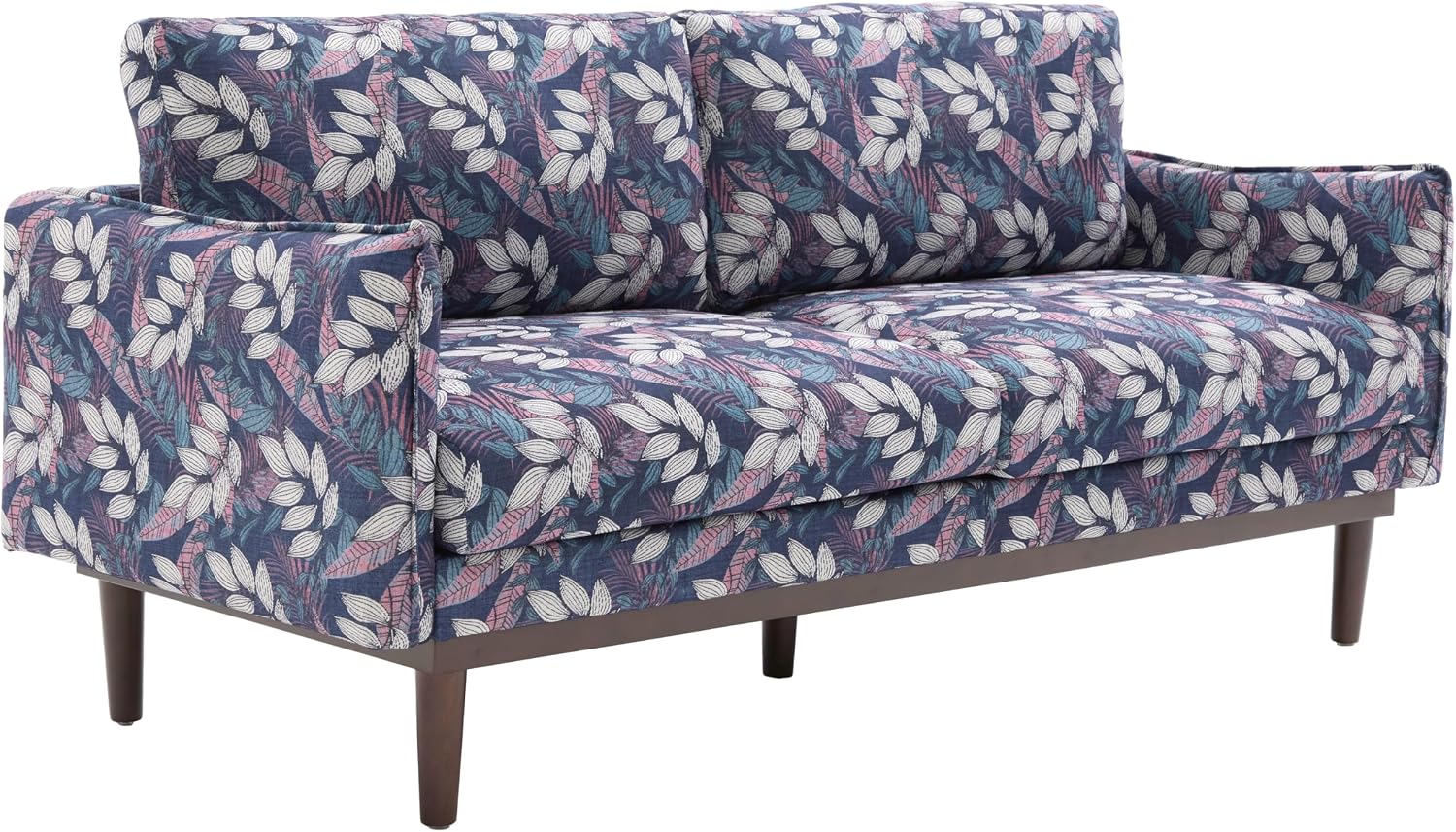 Christopher Knight Home Brena Modern Fabric Upholstered Loveseat Sofa, Wooden 2 Seater Sofa Couch with Deep Seat, Comfy Cloud Couch for Living Room, Bedroom, Home Office, Blue+White