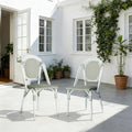 Christopher Knight Home Gammy Outdoor French Bistro Chairs Set of 2, Aluminum Patio Dining Chairs Set of 2, PE Rattan Patio Furniture Armless Accent Chair for Garden/Backyard/Balcony, Green + White