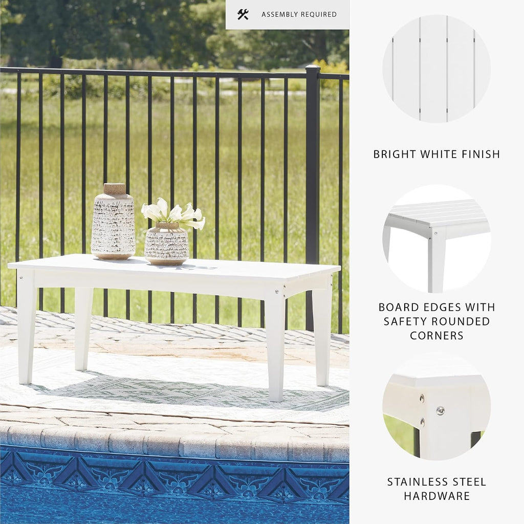 Signature Design by Ashley Hyland Wave Modern Weather Resistant HDPE Outdoor Coffee Table, White