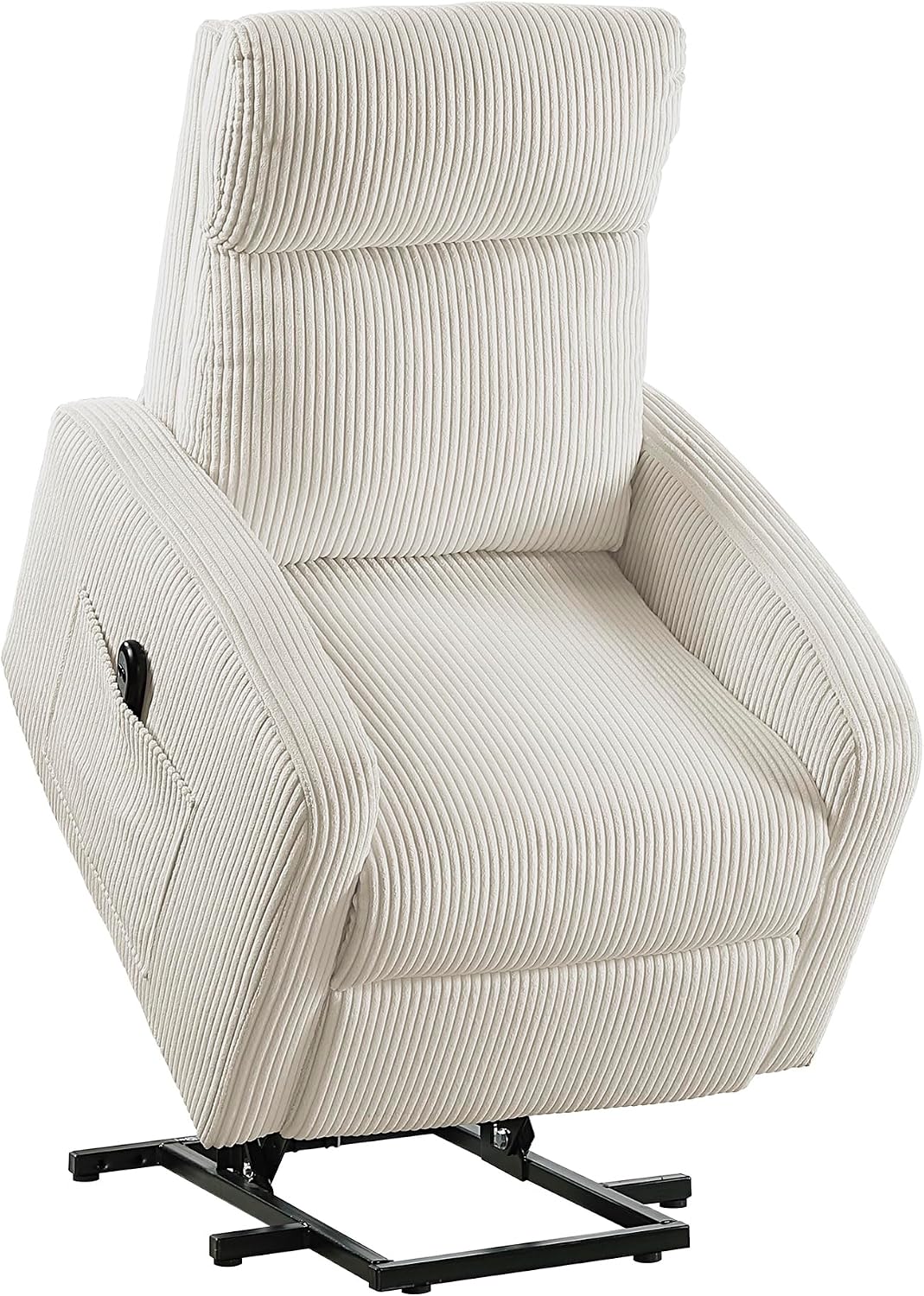Lexicon Power Lift Recliner Chair for Elderly with Remote Control, Gentle Lift Motion, Side Pocket Armrest, Corduroy Upholstered Electric Recliner for Living Room/Bedroom, Easy Assembly, Beige