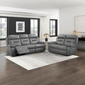 Lexicon Recliner Living Room Set, Top Grain Leather Recliner Couch, Home Theater Seating, Wall Hugger Power Reclining Sofa, Includes Dual Reclining Couch & Loveseat, 2-Piece Set, Dark Grey