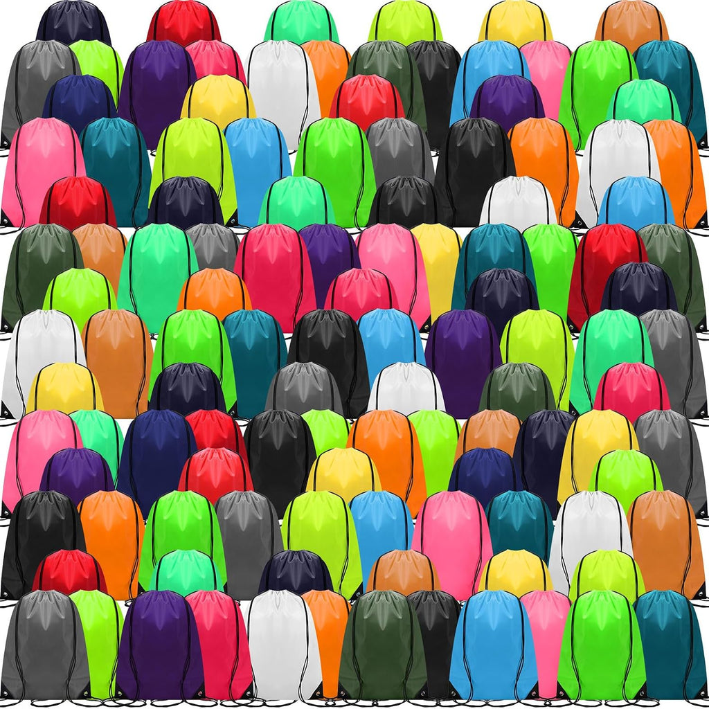 Shappy 300 Pcs Drawstring Backpack Bulk Sports Gym Cinch Bag Polyester String Bag for Men Women (15 Colors)