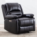 Watson & Whitely Power Recliner Chair for Adults, Faux Leather Electric Reclining Chair for Living Room, Upholstered Recliner with USB Port, Black