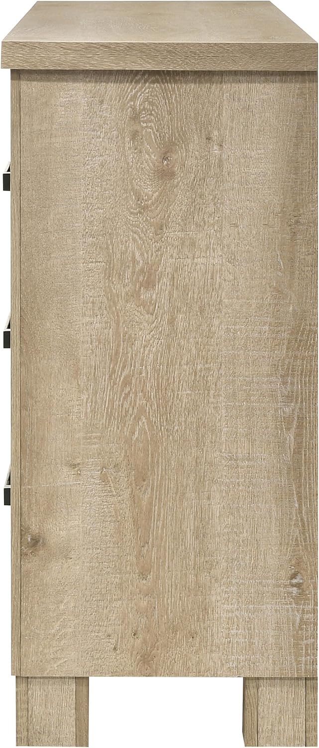 Coaster Home Furnishings - Oakglen - Engineered Wood - 6-Drawer Dresser with Rustic Style, Dark Bronze Handles, Rectangular Shape - Bedroom - Weathered Oak - 225103