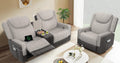 Dresegmt Manual Loveseat Recliner Sofa Set, 2 Seater Reclining Loveseat with Storage Console and Single Oversize Recliner Chair, 2+1 Pieces Luxury Living Room Furniture Set, Couches for RV (Grey)