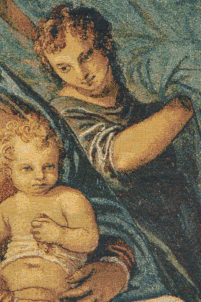 Charlotte Home Furnishings Inc. Madonna Della Pappa Italian Tapestry Wall Hanging 22 X 25 Inch Viscose Cotton And Polyester Blend Wall Art Perfect for Home Decor And Wall Decor By Paolo Veronese